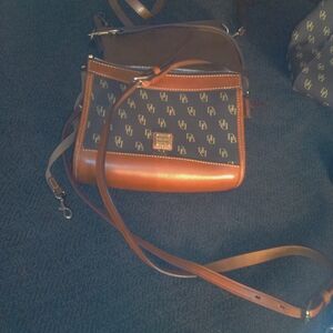 Dooney & Bourke Black and Brown Logo Crossbody